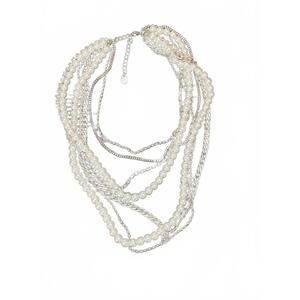 Claire's Multi-Strand Faux Pearl and Silver Chain Necklace